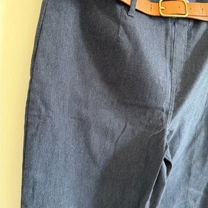 Jules & Leopold Navy Pants with Tan vegan Leather Belt